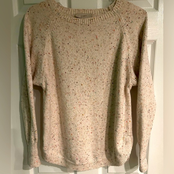LOFT Flecked Popcorn Knit Oversized Sweater Women’s Size XS/S - Picture 4 of 9